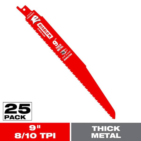 9 in. 8/10 TPI Bi-Metal Reciprocating Saw Blades for Thick Metal