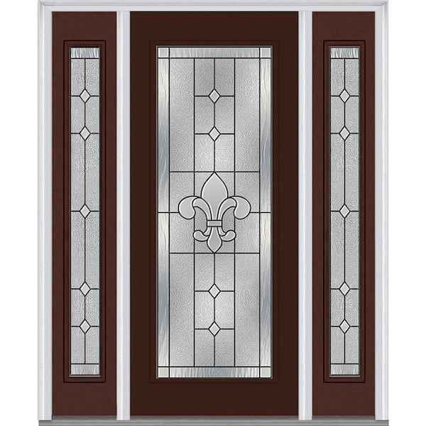 Milliken Millwork 68.5 in. x 81.75 in. Carrollton Decorative Glass Full Lite Painted Majestic Steel Exterior Door with Sidelites