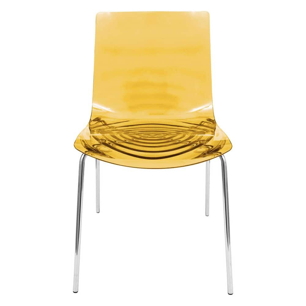 High Astor Transparent Orange Metal Side Chair with Water-Drip Design