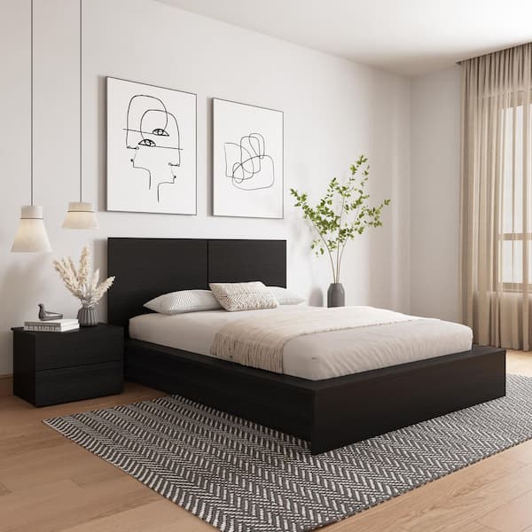 James 3-Piece Black Composite Queen Size Bedroom Set