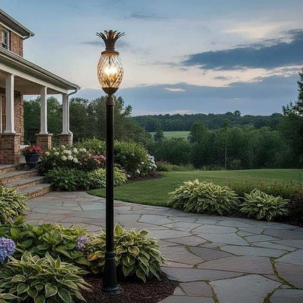Plantation 4-Light Copper Metal Hardwired Outdoor Weather Resistant Post Light with No Bulbs Included price history on PriceWatchPro