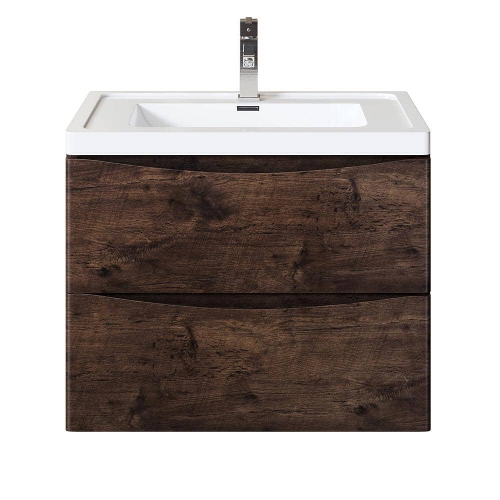 Eviva Smile 30" Rosewood Wall-Mount Bathroom Vanity with Acrylic Sink