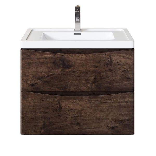 Smile 30 in. Single Sink Floating Rosewood Bath Vanity with White Acrylic Top (Assembled)