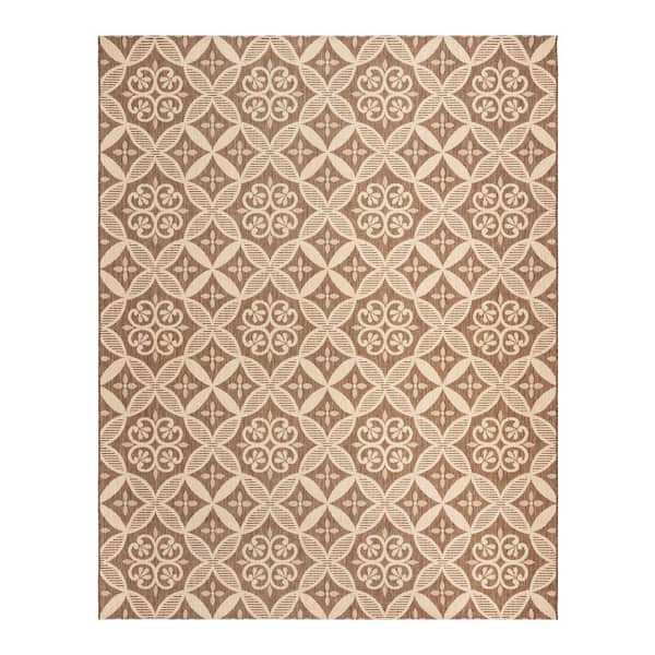 Paseo Niala Havana/Sand 8 ft. x 10 ft. Floral Medallion Indoor/Outdoor Area Rug