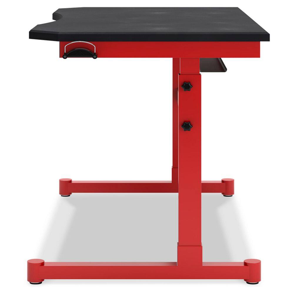 Red and Black Adjustable Height Gaming Desk with Power Outlet