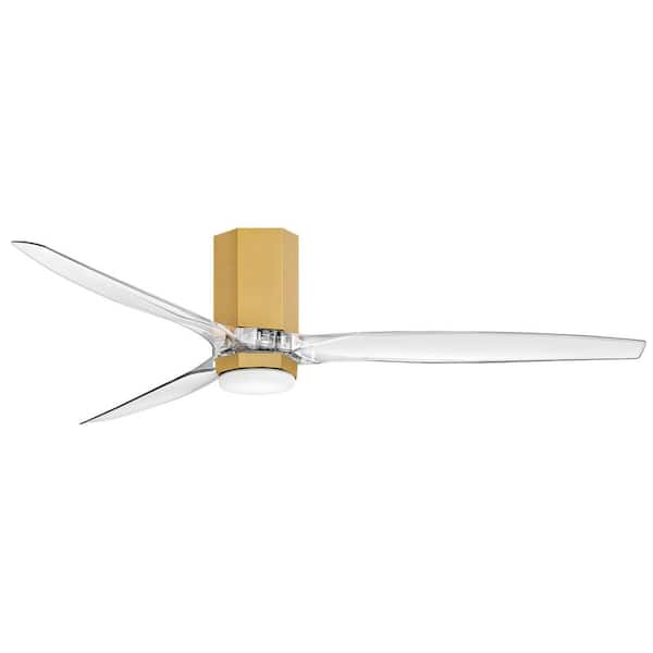 HINKLEY Facet 60.0 in. Indoor/Outdoor Integrated LED Heritage Brass Ceiling Fan with Remote Control
