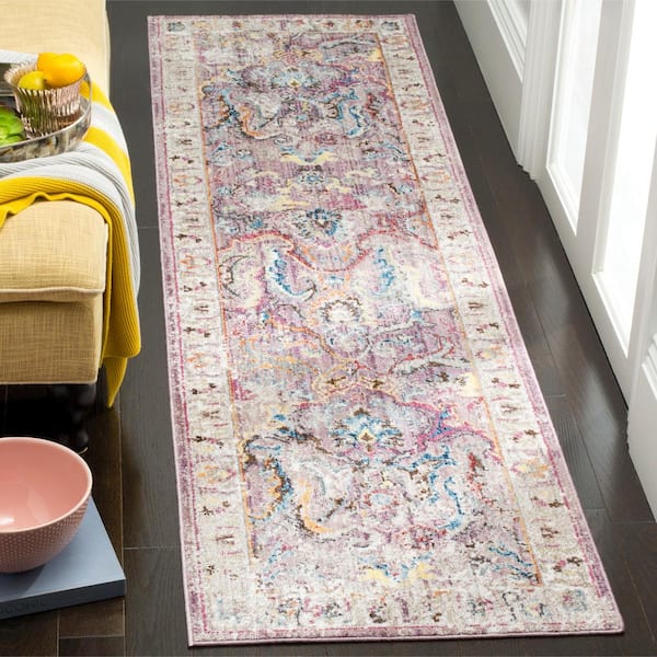 Bristol Lavender/Light Gray 2 ft. x 12 ft. Border Runner Rug