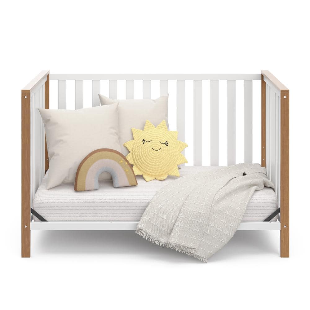 Modern Pacific White and Driftwood 4-in-1 Convertible Crib