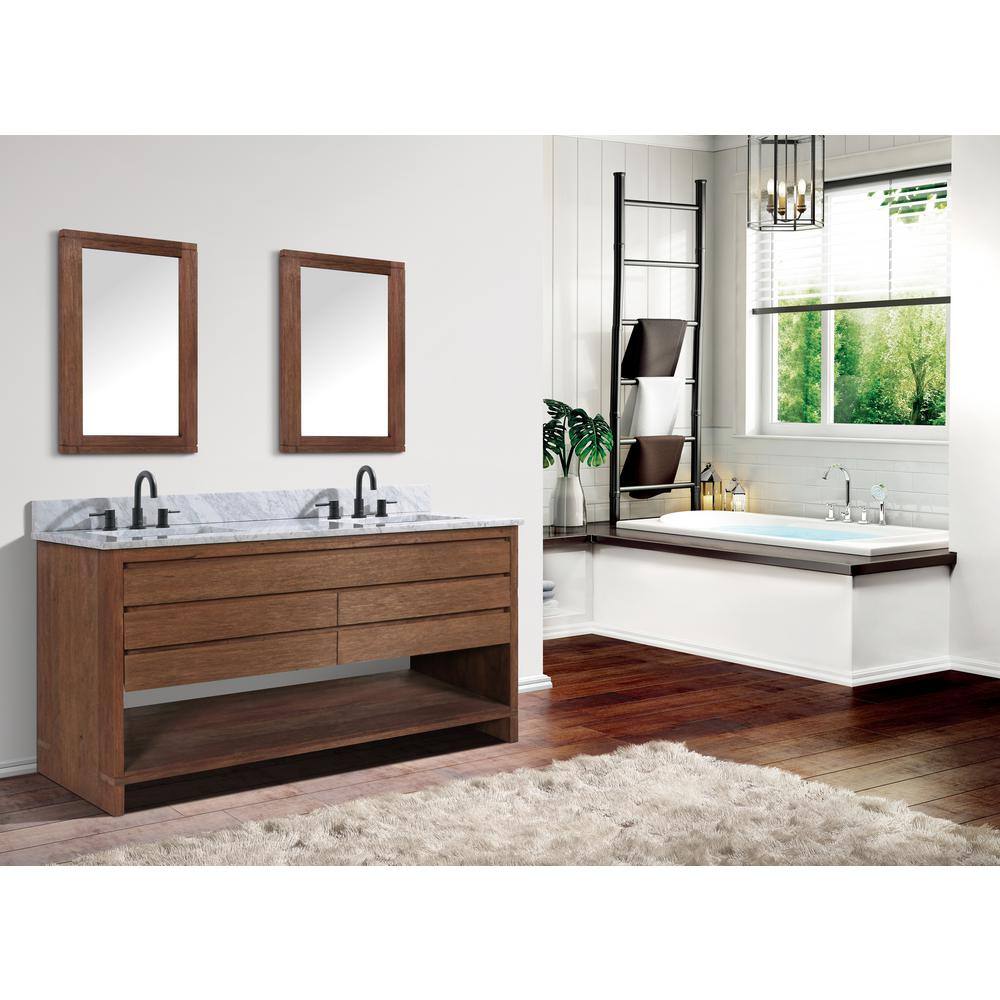 Refined Teak 60" Freestanding Double Vanity Cabinet in Brown Reclaimed Wood