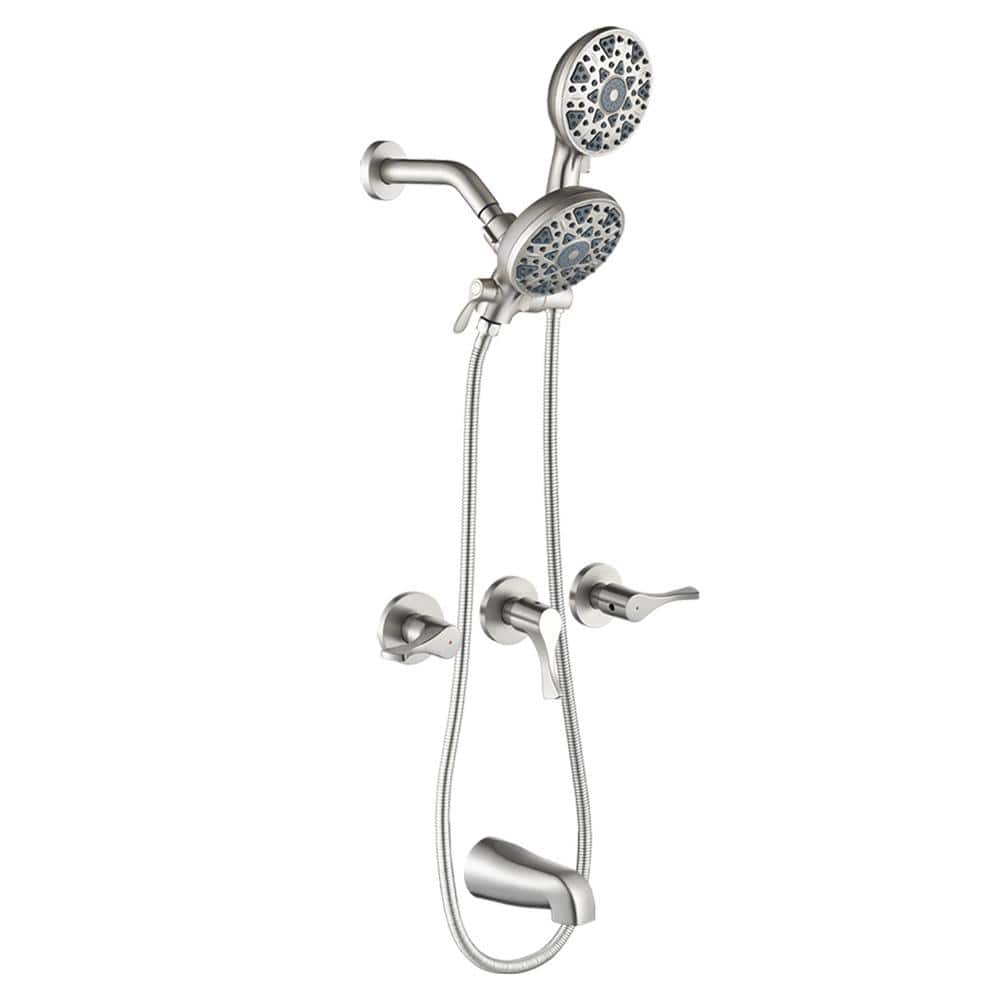 Ami Triple Handle 6-Spray Tub and Shower Faucet 1.8 GPM Dual Shower Head with Spout in. Brushed Nickel (Valve Included) price history on PriceWatchPro