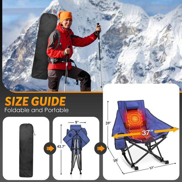 SEEUTEK Heated Rocking Camping Chair, Oversized Folding Outdoor