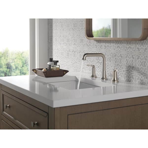 Saylor 8 in. Widespread Double Handle Bathroom Faucet in Stainless Steel