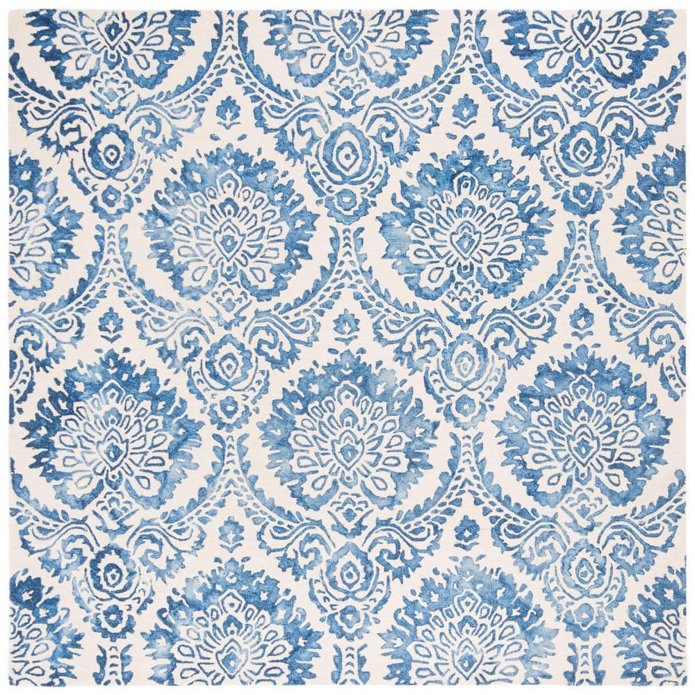 Dip Dye 7 ft. x 7 ft. Blue/Ivory Geometric Ornate Square Area Rug price history on PriceWatchPro
