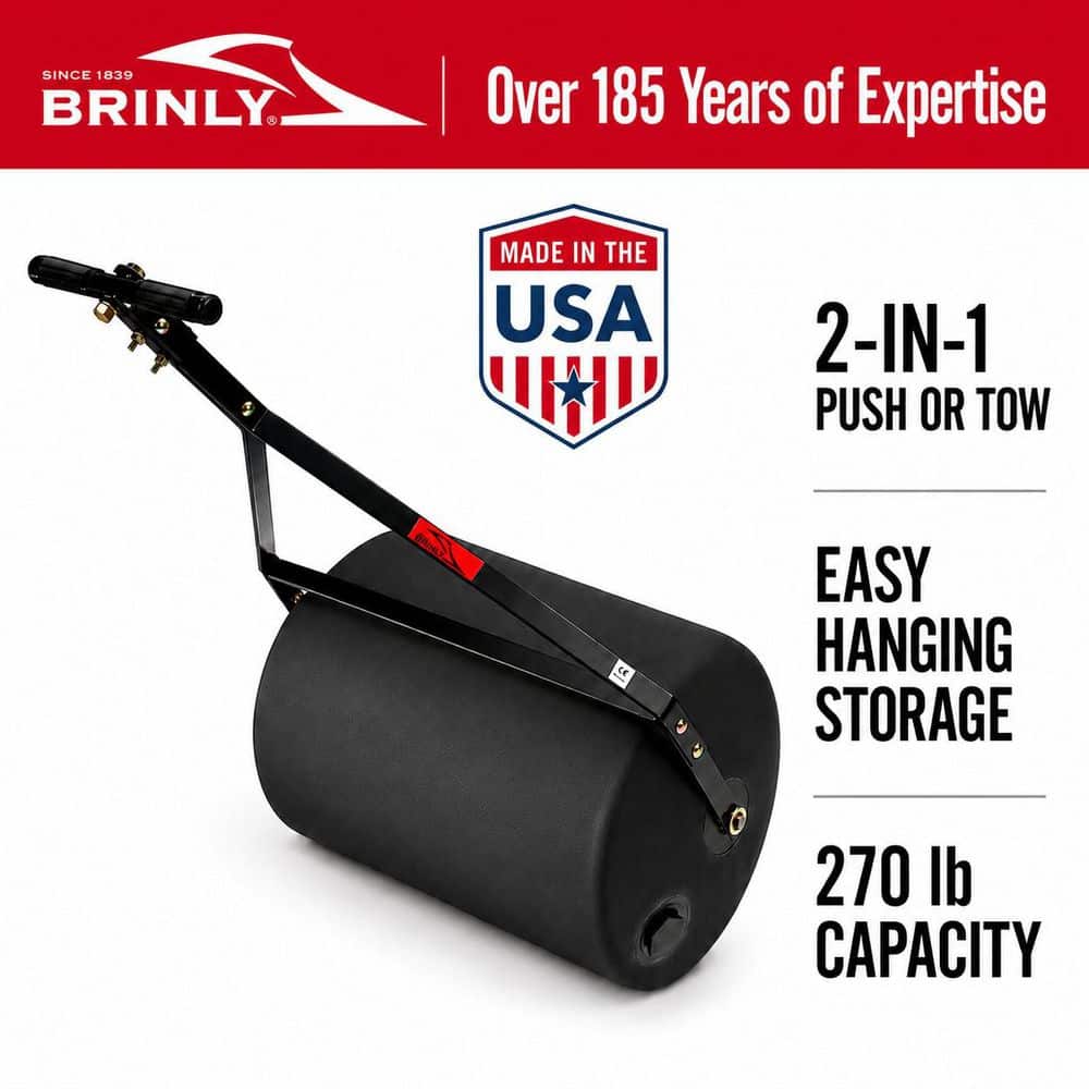 Brinly-Hardy 18 in. x 24 in. Combination Push/Tow Poly Lawn Roller with 270 lbs. Capacity