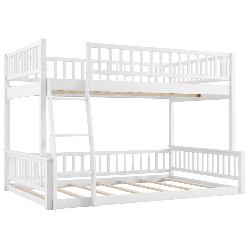 White Full XL over Queen Bunk Bed with Ladder and Guardrails, Solid Pine Wood & MDF, Detachable Design, No Box Spring price history on PriceWatchPro