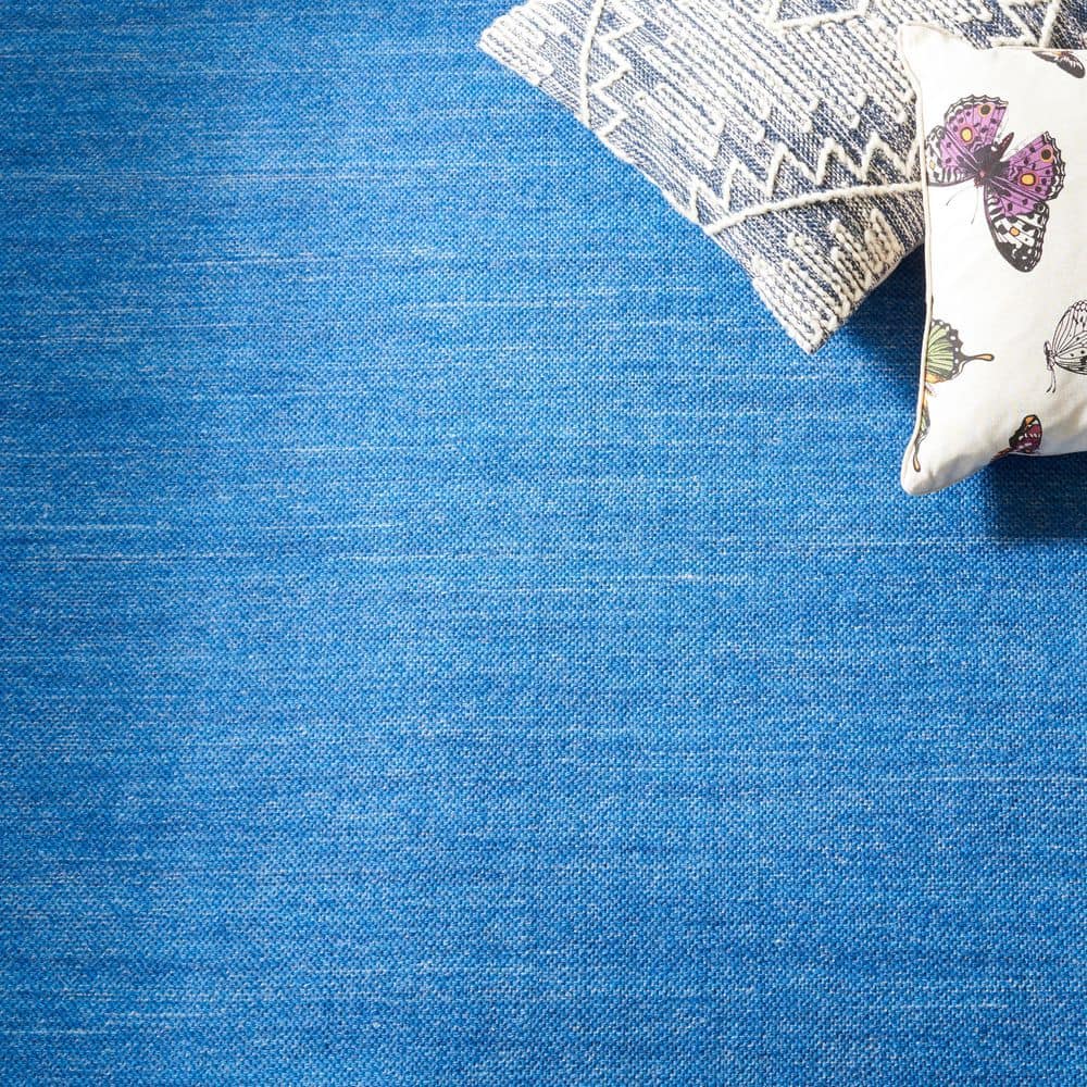 Blue Flat Woven Handmade Wool Area Rug 3x5