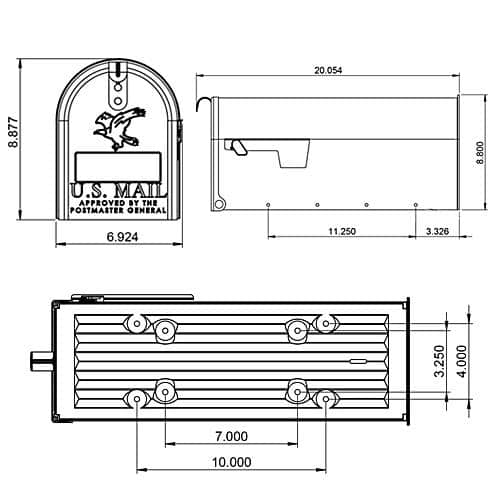 Architectural Mailboxes - Elite Black, Medium, Steel, Post Mount Mailbox
