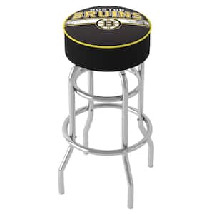 Boston Bruins Logo 31 in. Yellow Backless Metal Bar Stool with Vinyl Seat