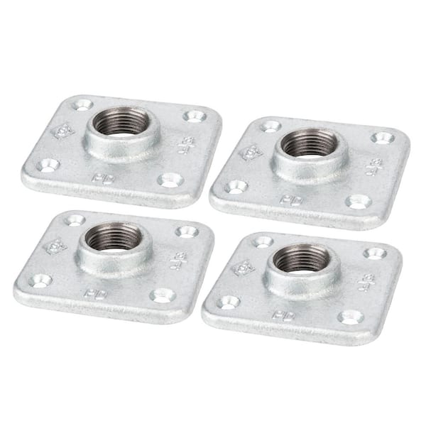 PIPE DECOR 3/4 in. Galvanized Iron Square Floor Flange (4-Pack)