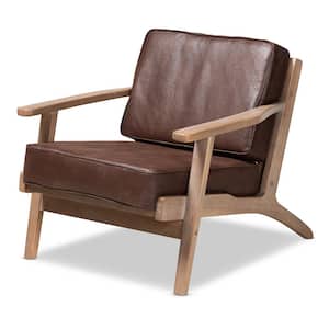 Sigrid Dark Brown Upholstered Wood Armchair