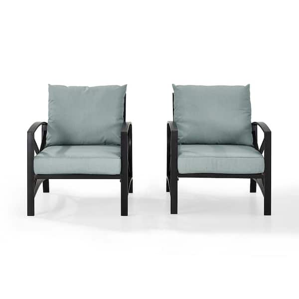 CROSLEY FURNITURE Kaplan 2-Piece Metal Patio Outdoor Seating Set with Mist Cushion - 2-Outdoor Chairs