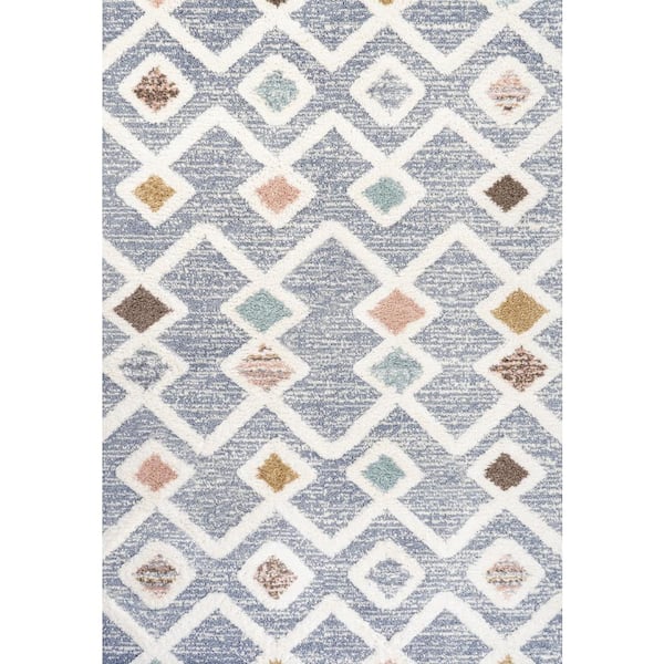 Monique Multi/Gray 3 ft. x 5 ft. Trellis High-Low Area Rug