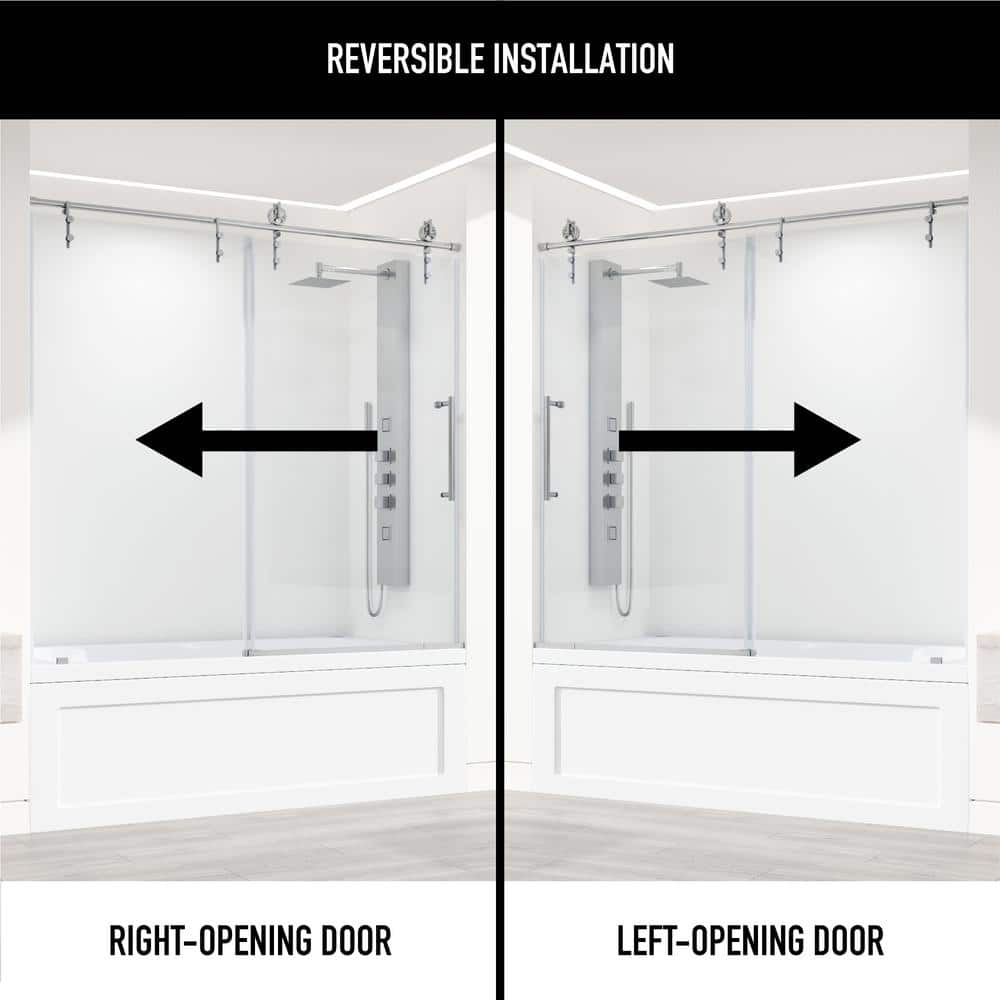 Hamilton 60" Chrome Frameless Sliding Tub Door with Clear Glass