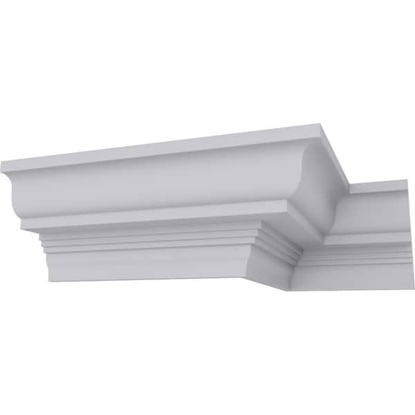 Ekena Millwork 4-1/2 in. x 3-7/8 in. x 94-1/2 in. Polyurethane Bulwark Smooth Crown Moulding