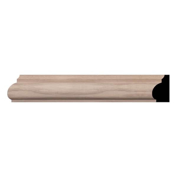 Ekena Millwork WM1201 11/16 in. D x 1-1/4 in. W x 96 in. L Americraft Solid Hardwood Stain Grade Base Cap Moulding, Walnut