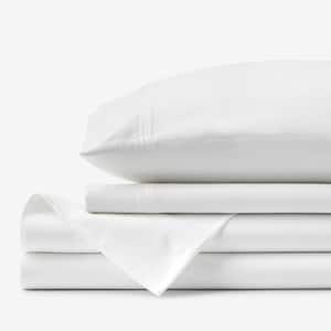 Legends Luxury Egyptian 4-Piece White Cotton Sateen Queen Sheet Set