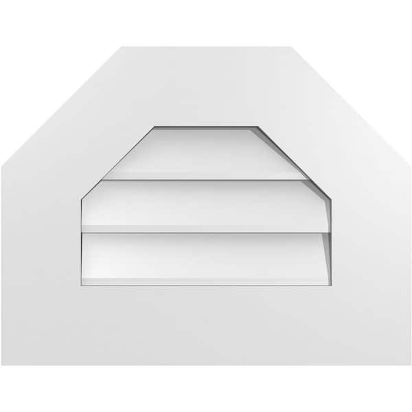 Ekena Millwork 18 in. x 14 in. Octagonal Top Surface Mount PVC Gable Vent: Decorative with Standard Frame