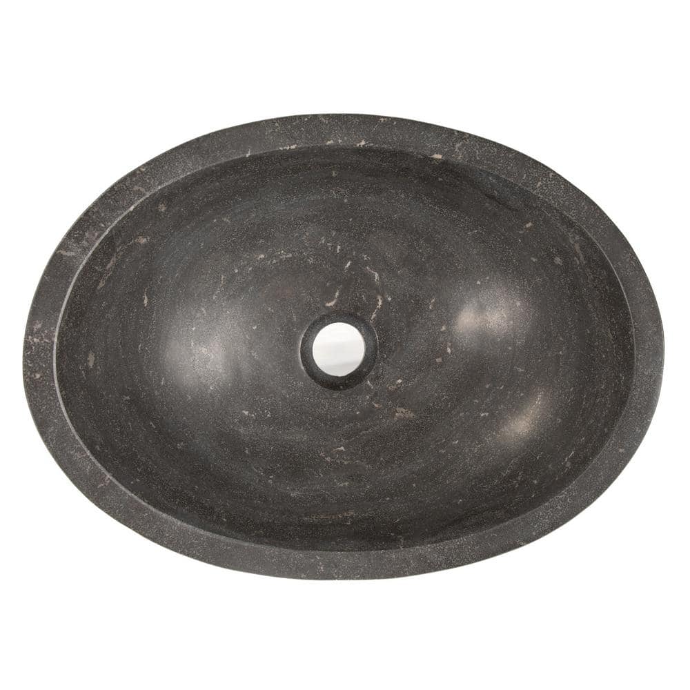 Honed Black Limestone Canoe Shaped Bathroom Sink