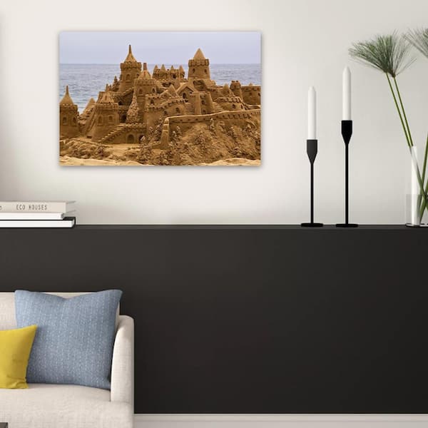VENICE BEACH Collections Sand Castle Beachside by Unknown 1 Piece Unframed Canvas Drawing Print 16 in. x 20 in.