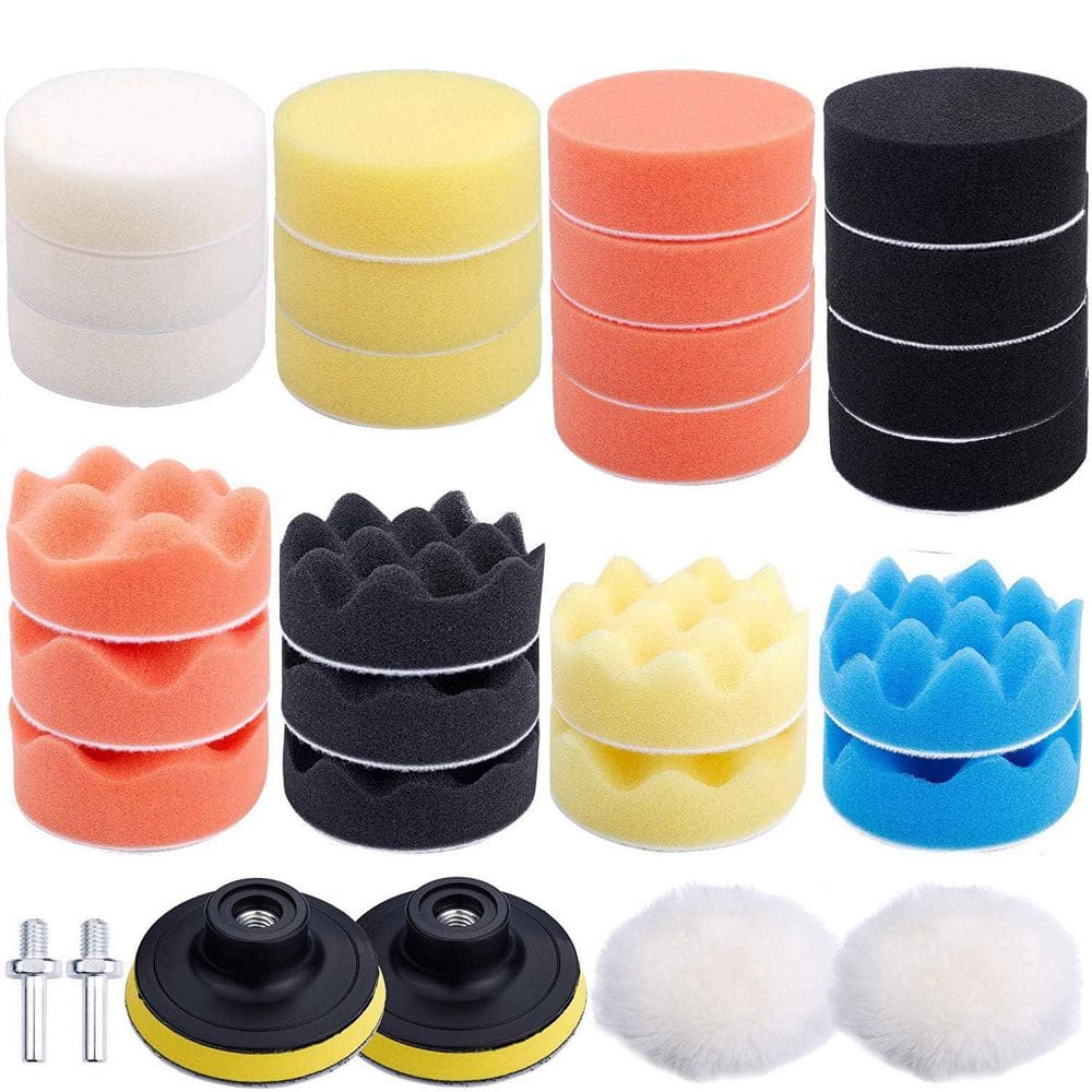 3 Inch Sponge Wool Polishing Pad Kit with Hook and Loop for Car Auto Paint Waxing Buffing 31 pcs price history on PriceWatchPro