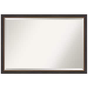 Ashton Black 38.5 in. W x 26.5 in. H Wood Framed Beveled Bathroom Vanity Mirror in Black