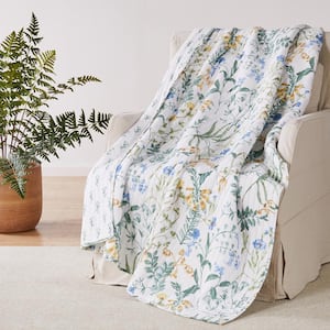 Apolonia Green Floral Quilted Cotton Throw Blanket