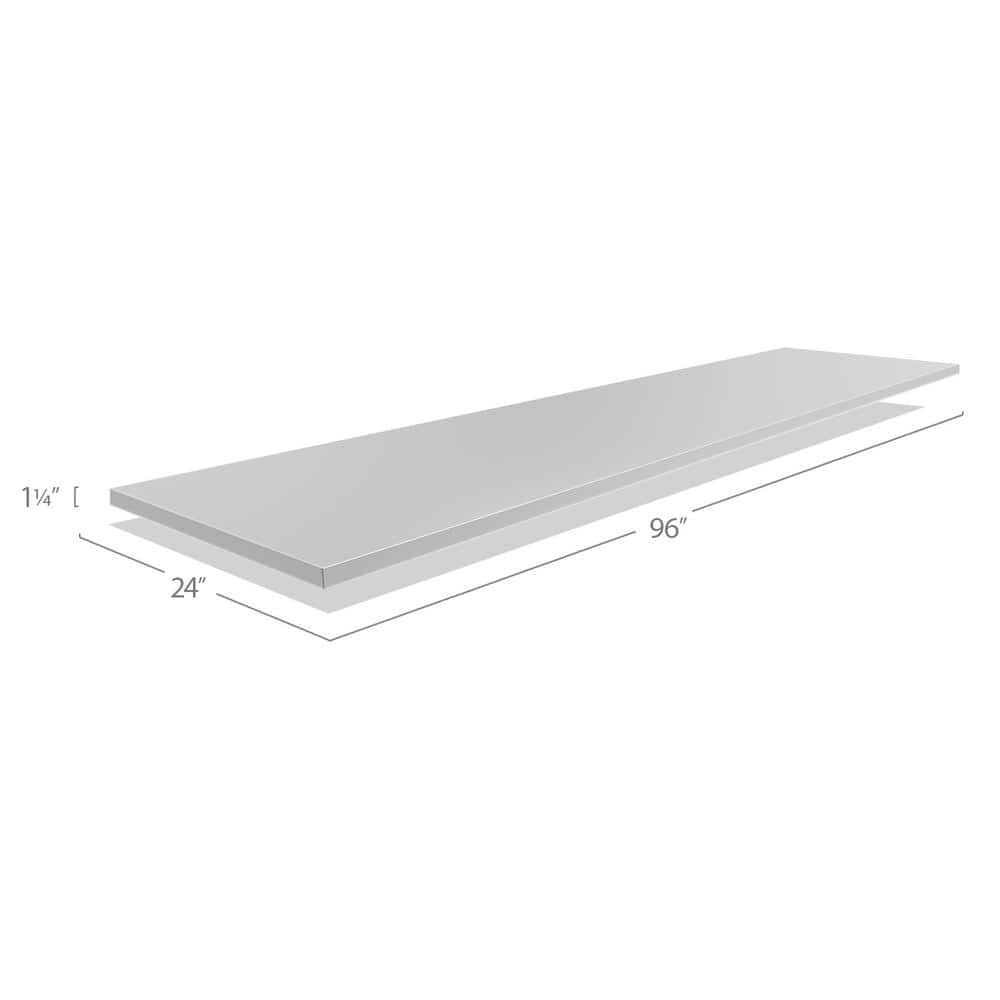 96-Inch Glossy Stainless Steel Outdoor Kitchen Countertop