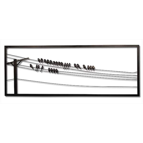 Unbranded Birds on Wire 48 in. W x 1 in. D x 18 in. H Metal Wall Art