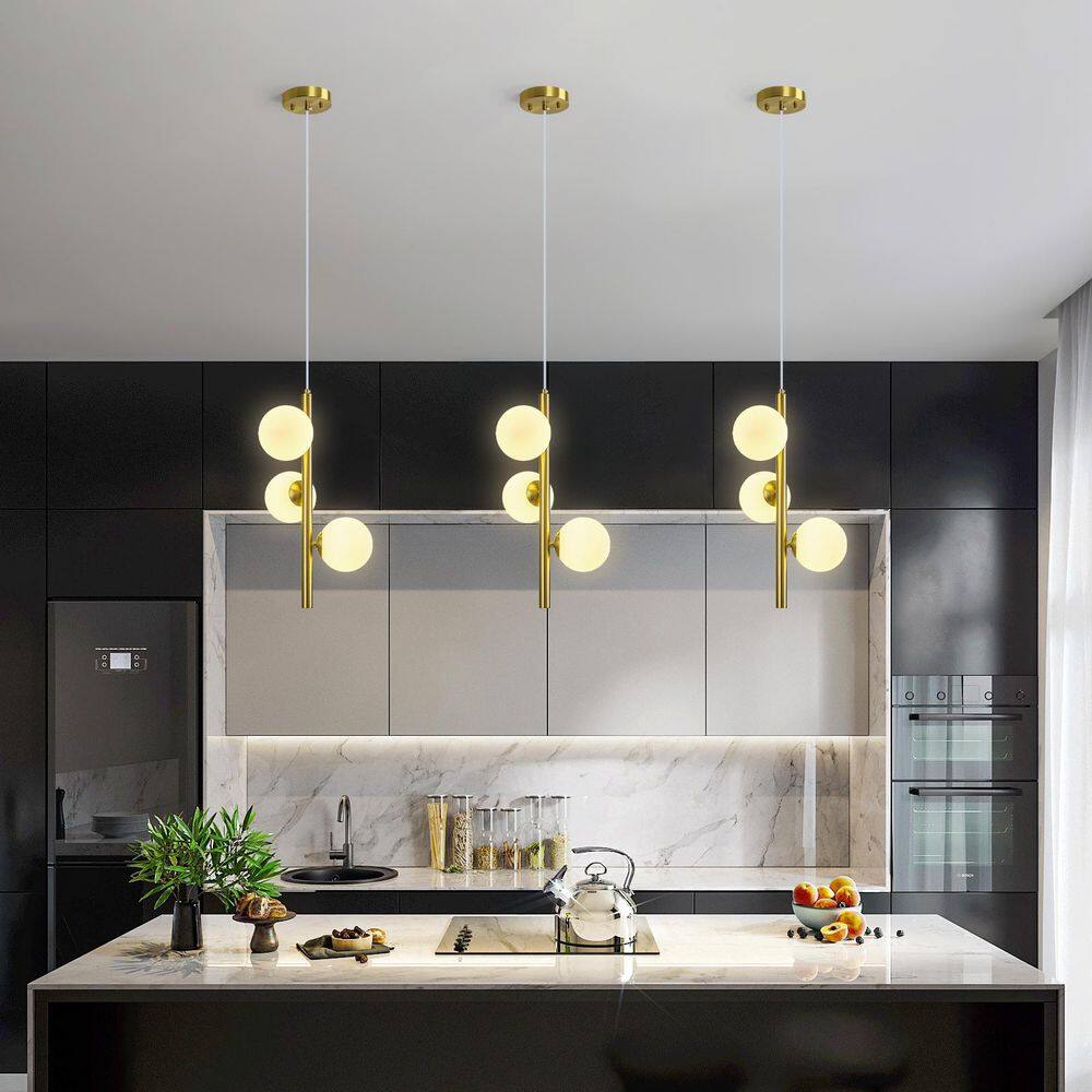 Home Lighting 40-Watt 3-Light 4.72in Modern Gold Glass Ball Chandelier, for Kitchen Islands, Bedrooms and Dining Rooms price history on PriceWatchPro