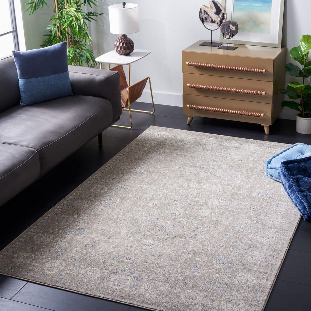 Sofia 4 ft. x 6 ft. Tan/Blue Floral Border Area Rug price history on PriceWatchPro