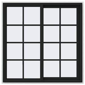 48 in. x 48 in. V-4500 Series Bronze FiniShield Vinyl Right-Handed Sliding Window with Colonial Grids/Grilles