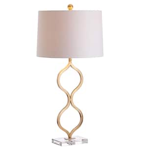 Levi 31.5 in. Gold Leaf Metal/Crystal Table Lamp