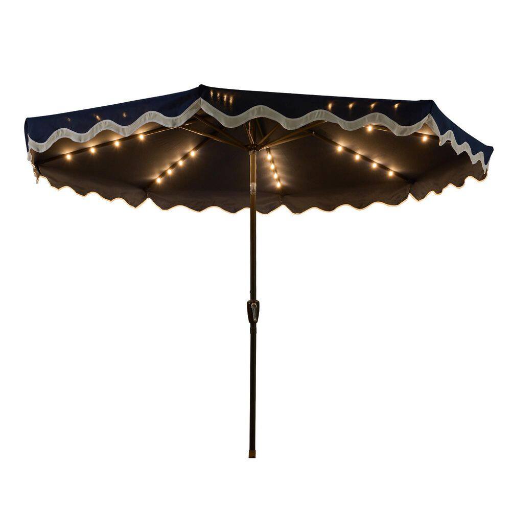 Siesta 10 ft Steel Market Solar LED Patio Umbrella Crank and Auto-Tilt Patio Umbrella in Dark Blue price history on PriceWatchPro