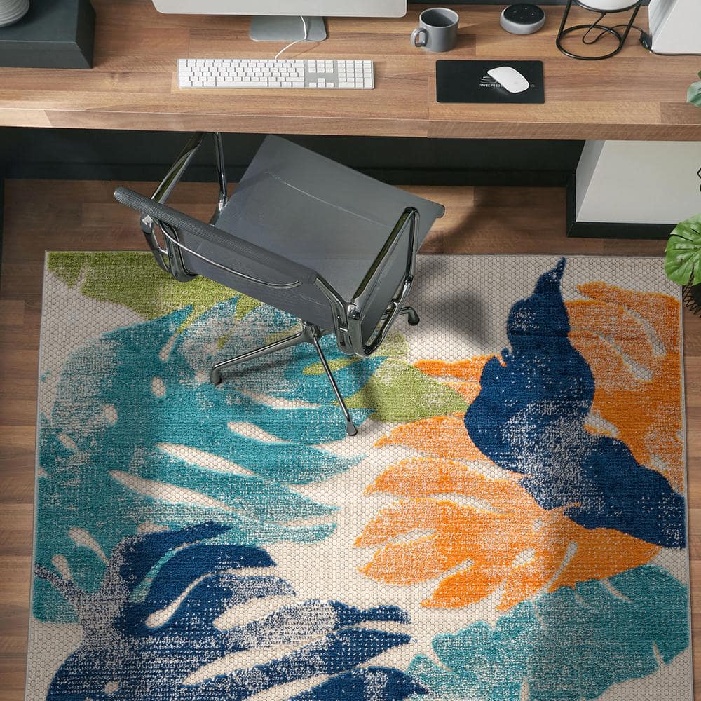 Arles Palm Floral Leaves Multi-Color Synthetic 5' x 7' Area Rug