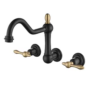 Vintage Double Handle Claw Foot Tub Faucet with Corrosion Resistant in Black and Gold