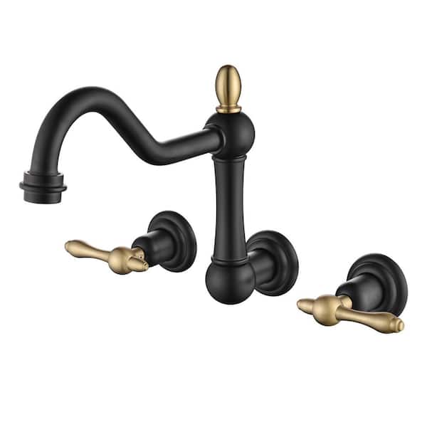 SUMERAIN Vintage Double Handle Claw Foot Tub Faucet with Corrosion Resistant in Black and Gold