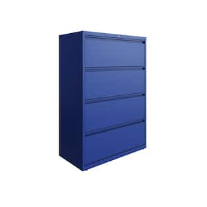 36 in. Wide 4-Drawer Lateral File Cabinet for Home and Office, Holds Letter, Legal and A4 Hanging Folders, Classic Blue