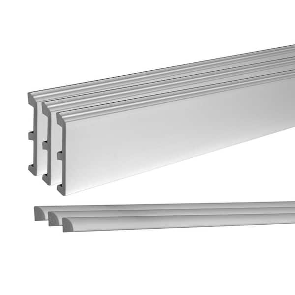 American Pro Decor 3/4 in. D x 4-3/4 in. W x 96 in. L Unfinished Recycled Polystyrene Baseboard Moulding Kit (3-Pack)