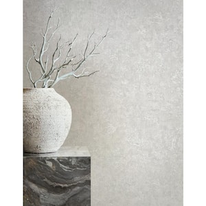 Kumano Collection Grey Textured Plaster Matte Finish Non-Pasted Vinyl on Non-Woven Wallpaper Roll