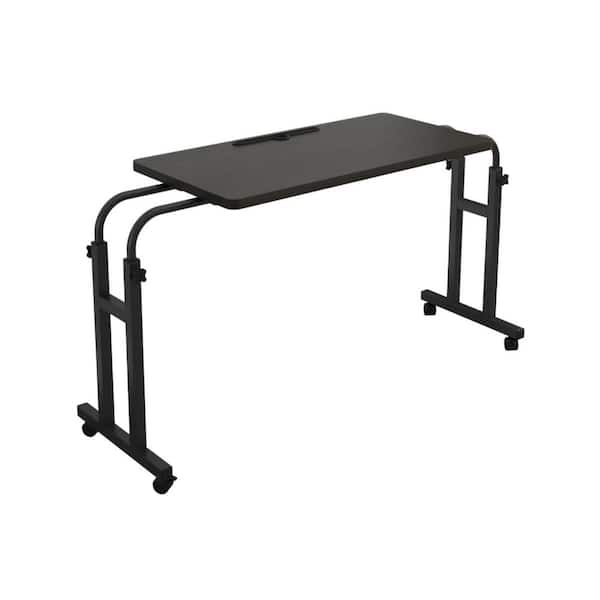 Black Mobile Over The Bed Table with Wheels, Adjustable Height and Length, Recliner Table, Laptop Tray Chair Table